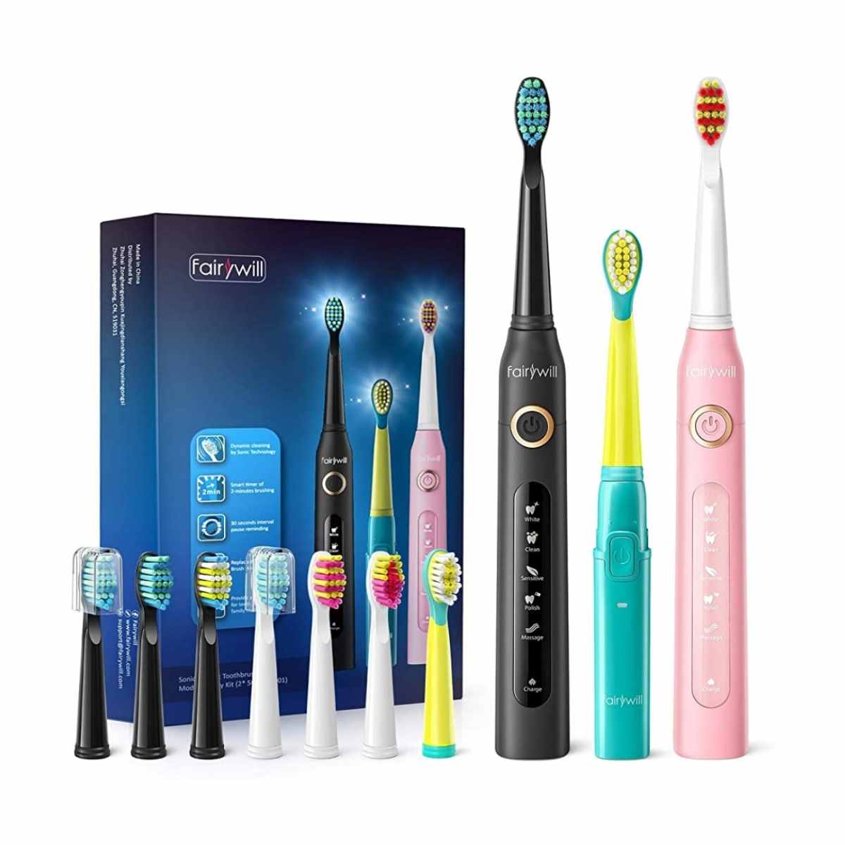 Fairywill Electric Toothbrush Family Kit