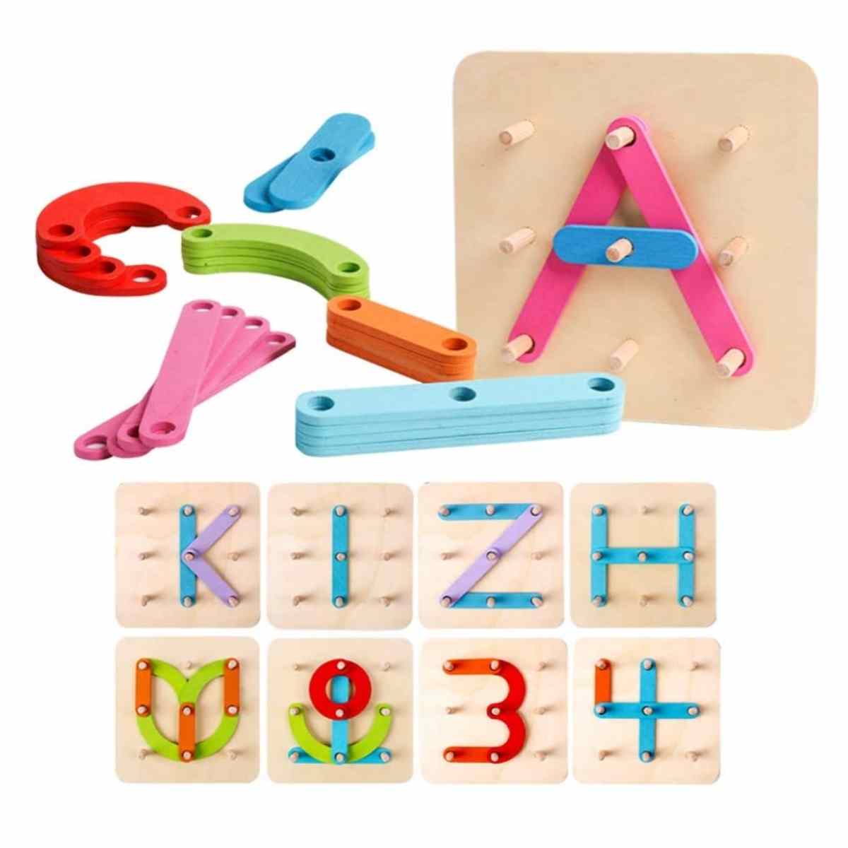 Kizh Wooden Letter and Number Construction set