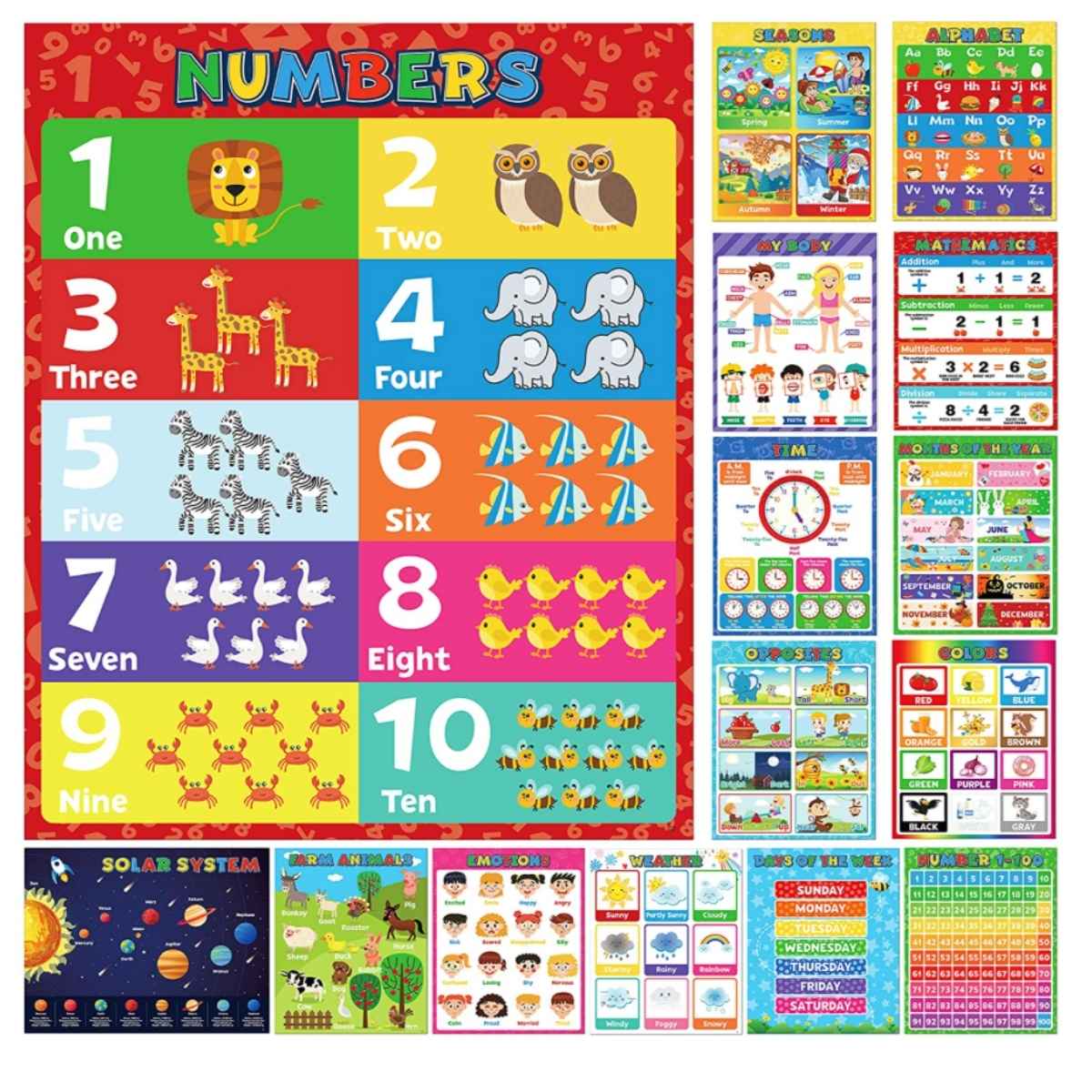 16-pack laminated educational preschool posters for $4.99 (50% off ...