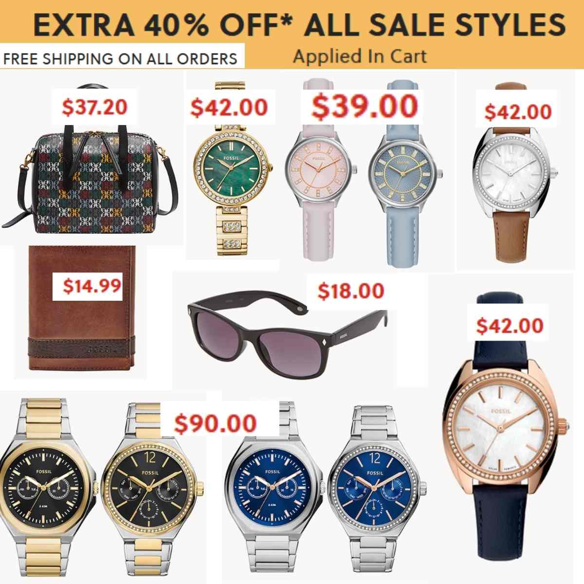 Extra 40% sale at Fossil plus free shipping on all orders | Smart Savers