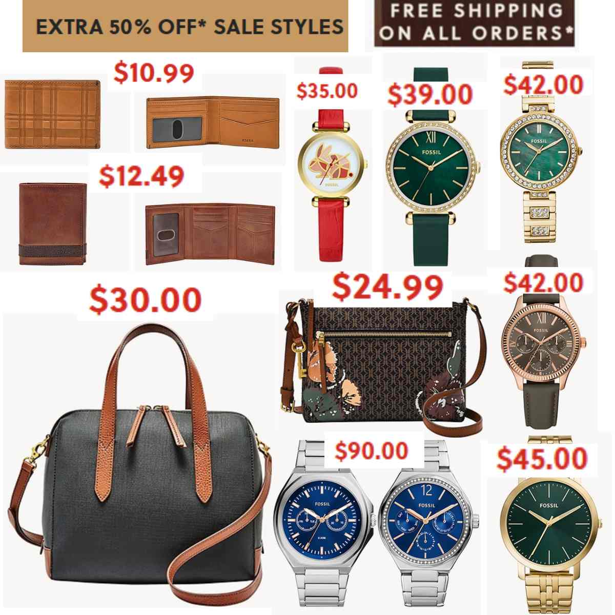 Extra 50% off select styles at Fossil plus free shipping on all orders |  Smart Savers