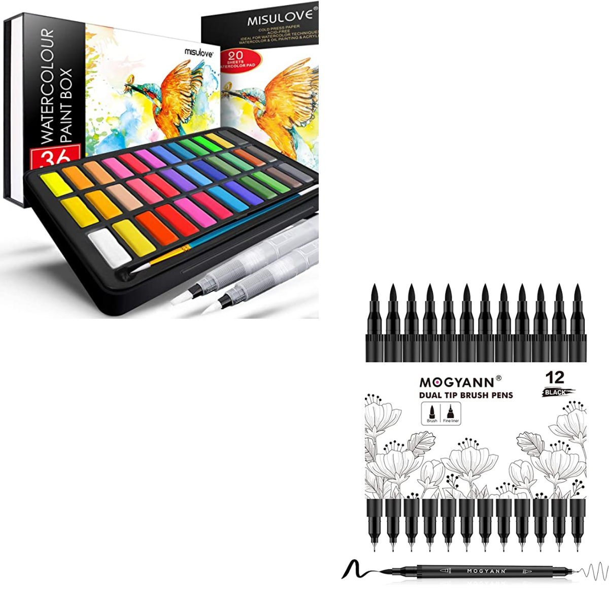 Mogyann Drawing Pens, 12 Pack Dual Brush Pens Black Markers for Art Drawing  Sketching