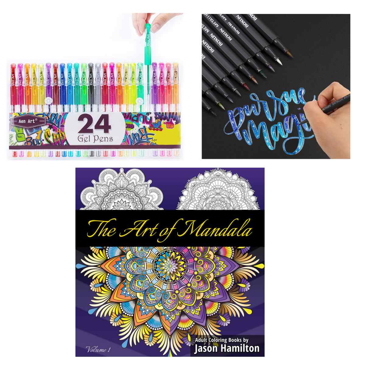 Gel Pens for Adult Coloring Books, Glitter Neon Gel Pens Set