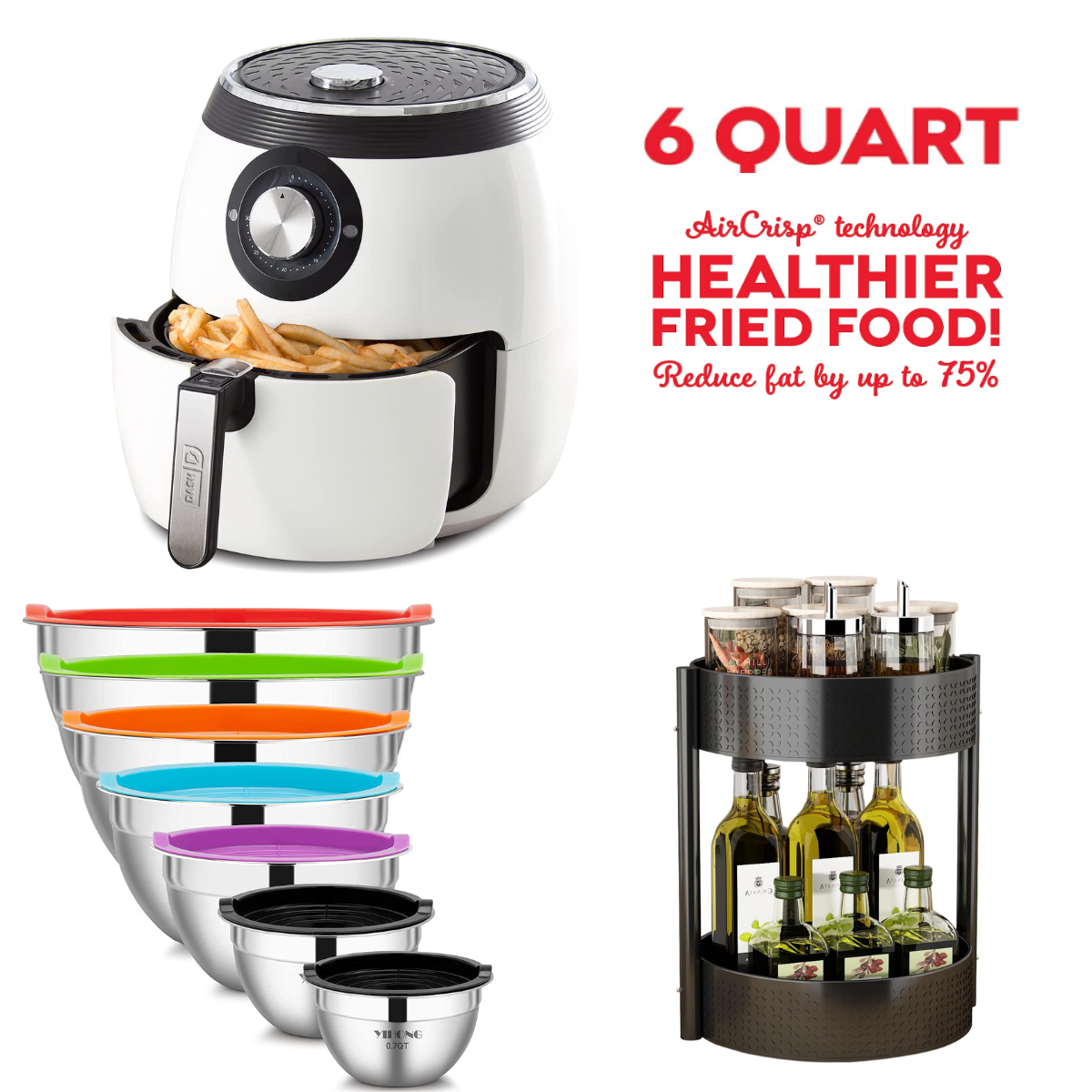 Dash 3 Quart Deluxe Air Fryer with AirCrisp Technology