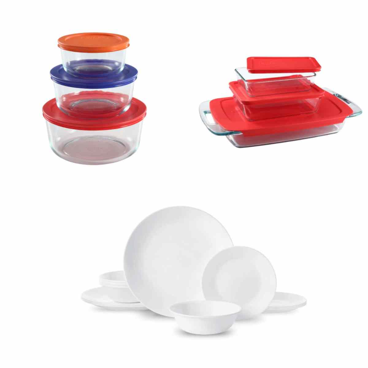 Pyrex glass mixing bowl/food storage sets with lids for $15 (Reg