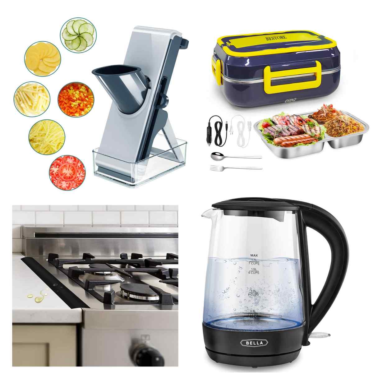 2 stove gap covers, $4+, Bella 1.7L glass electric kettle, $12+ & more