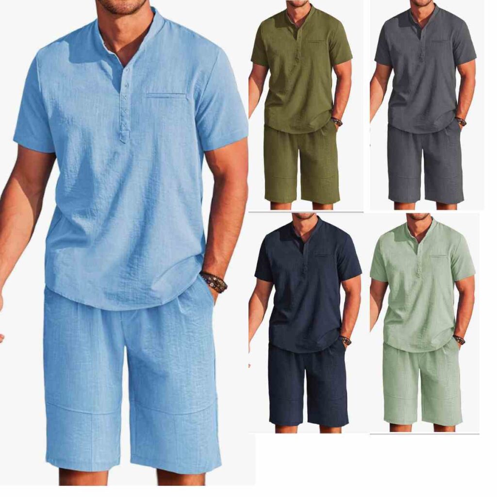 Men's 2 Piece Short Sleeve Linen Set for $13+ | Smart Savers