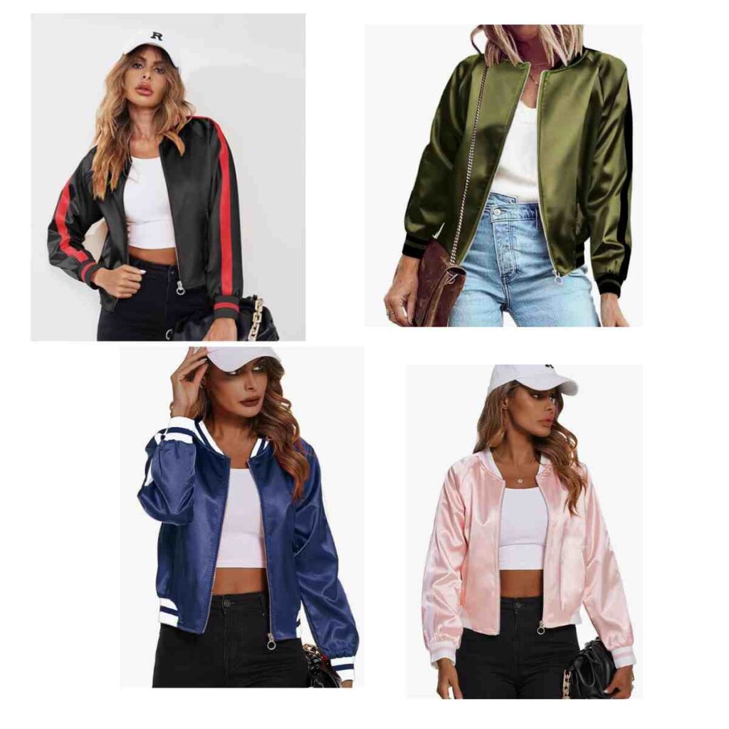 Women's Lightweight Bomber Jacket with Striped and Pockets for $21 ...
