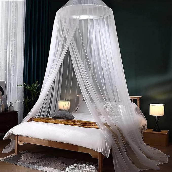 Mosquito Net Bed Canopy for Girls,King Canopy Bed Curtains Full Queen Size from Ceiling,Dome Mosquito Netting Bed Tent Twin Girls Princess Canopy Bed White Decor for Baby Crib,Kid Bed and Adult Beds