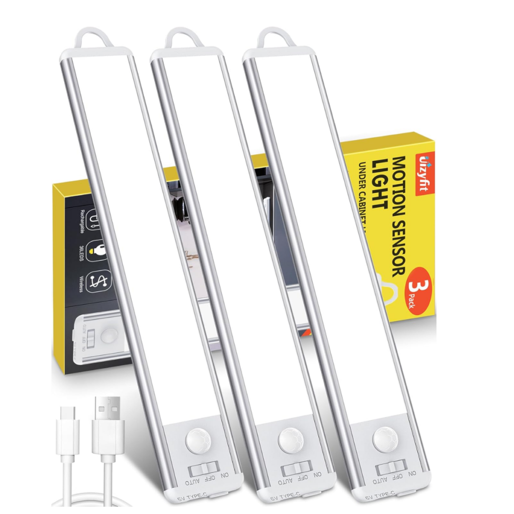 Motion Sensor Lights 13+ Clear Shelf Dividers 9+ Bathroom Rug 6