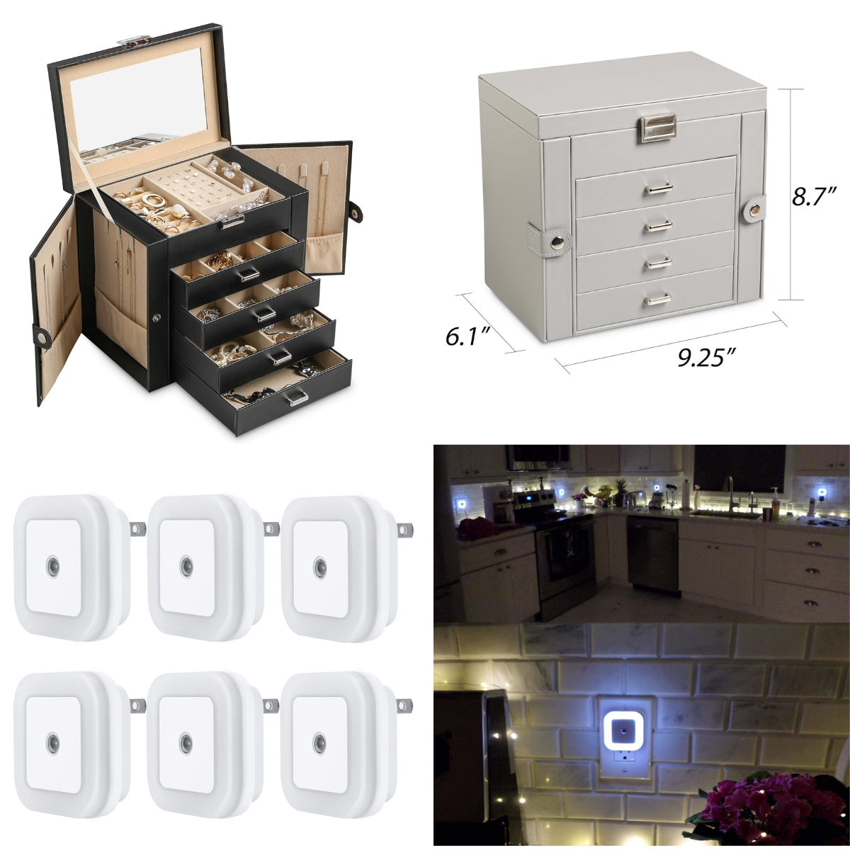 5layer Leather Jewelry Box 24+ 6pack LED Night Light 5+ Smart