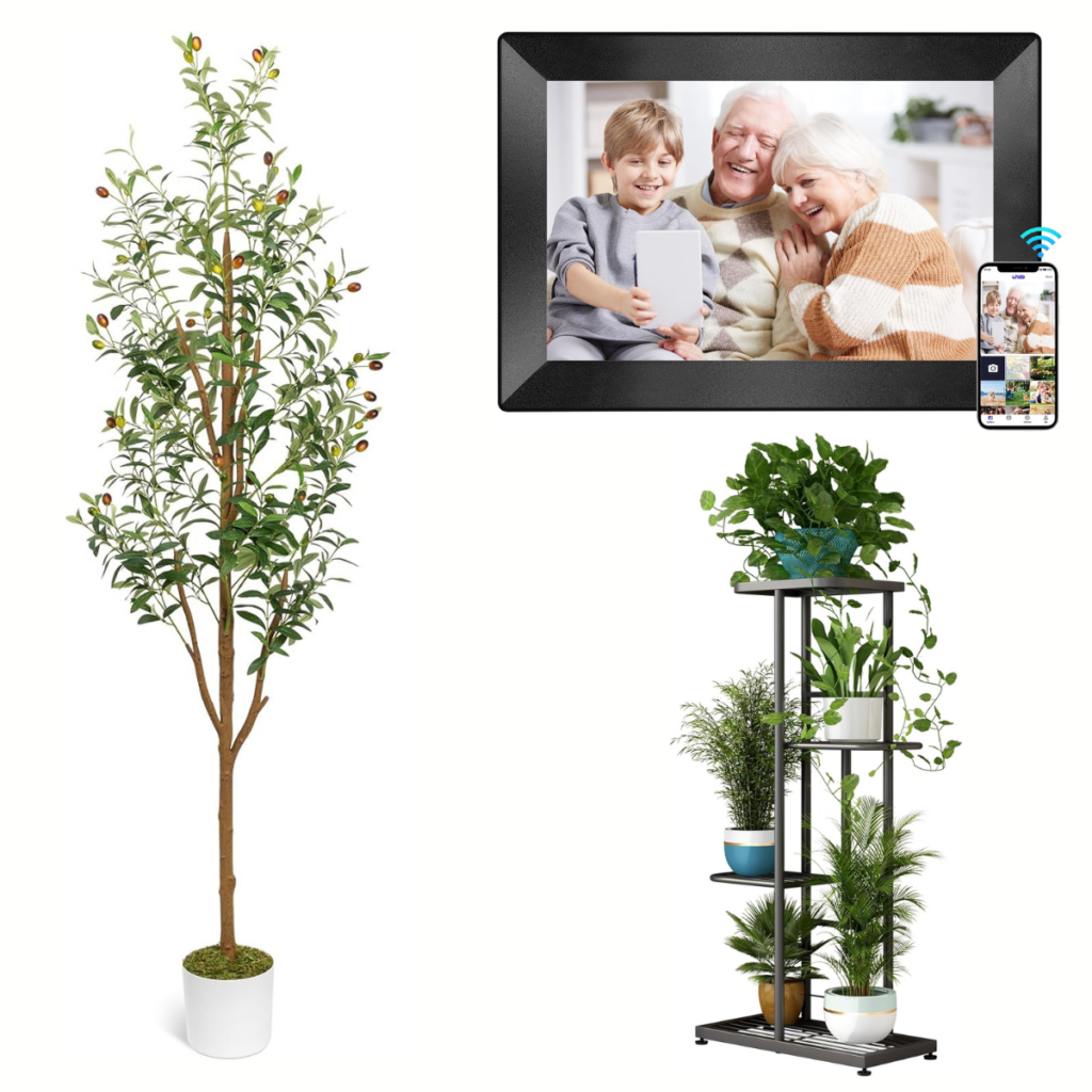 Digital Picture Frame 20+ Faux Olive Tree 34+ Plant Stand 21