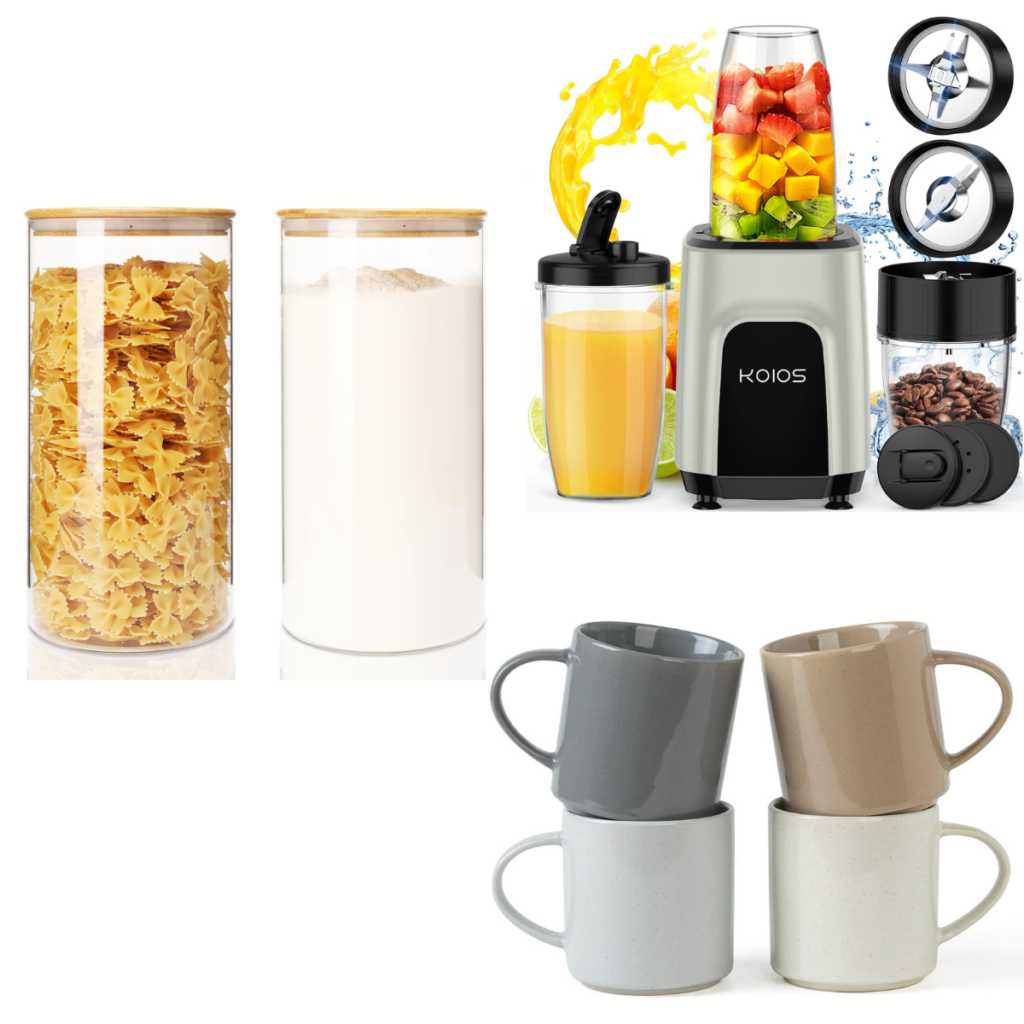 2 Glass Food Storage Containers 8+ 4 coffee mugs 12+ Countertop