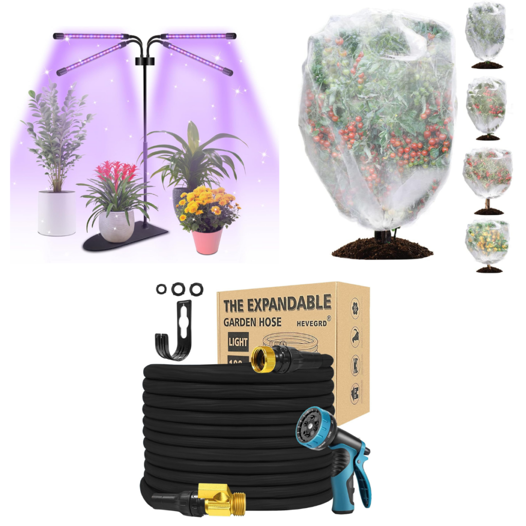 100 ft. Expandable Garden Hose 18+ Grow Lights 12+ 5 Tree Netting