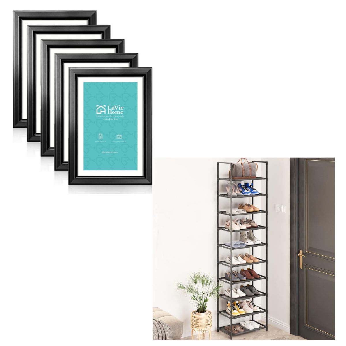 10 Tier Shoe Rack 15+ Set of 6 Picture Frame 4+ Smart Savers