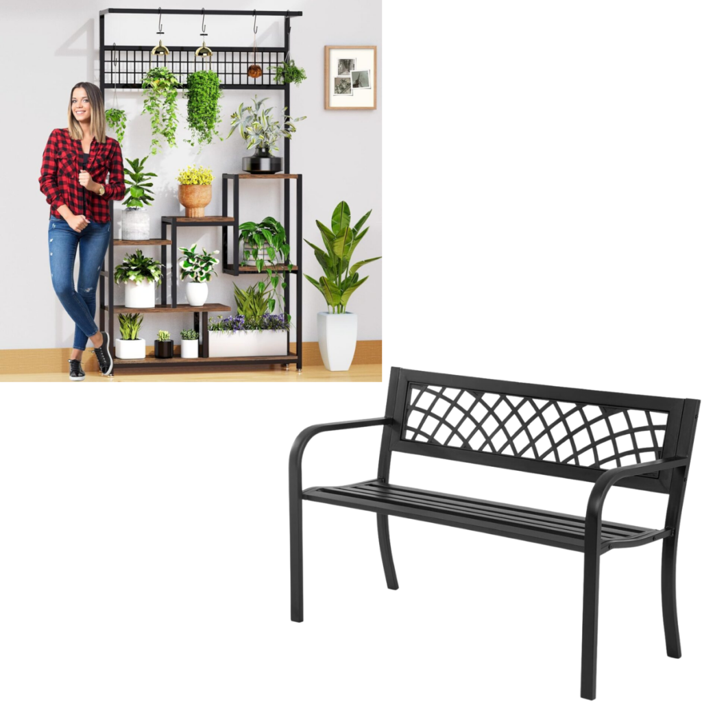 71" Metal Plant Stand 43+ Outdoor Bench 54+ Smart Savers