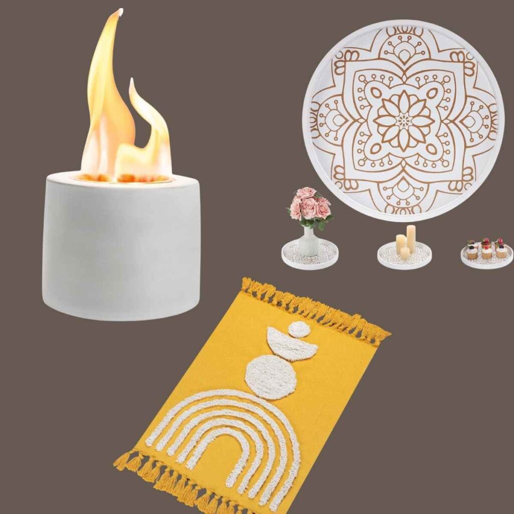 Boho Rugs 8 27+ Tabletop Fire Pit 13+ Coffeetable Tray 4