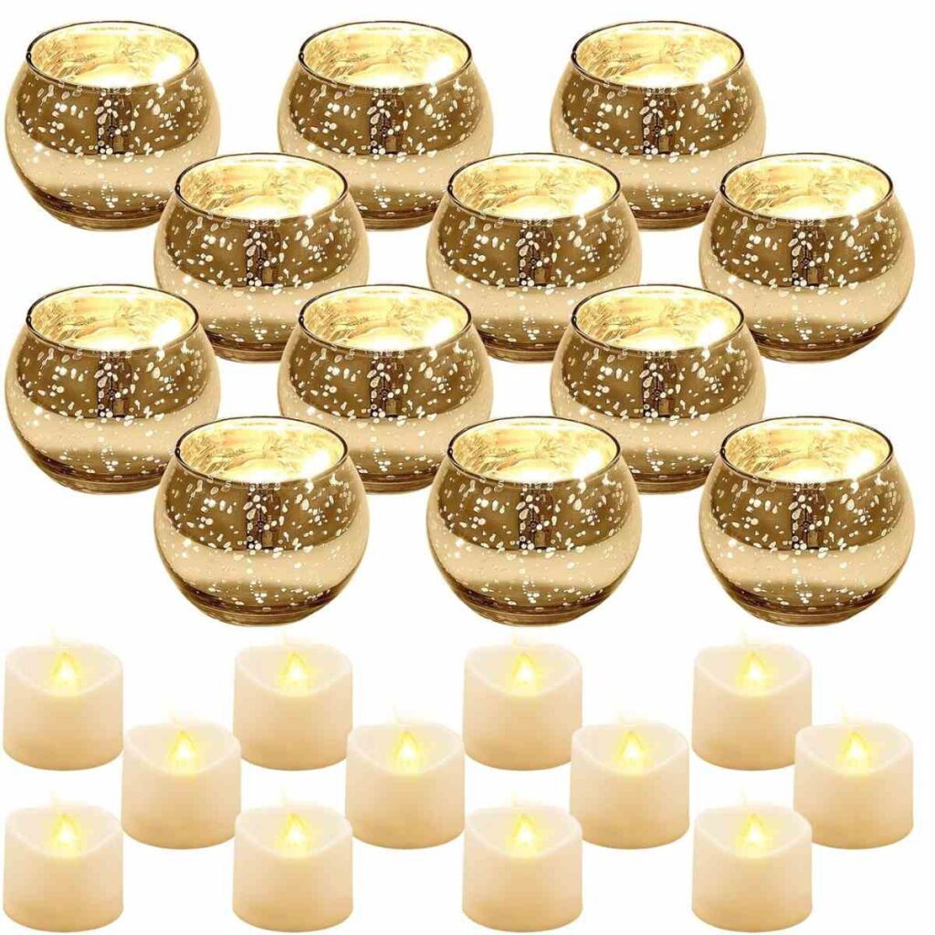 Rtteri 12 Votive Candle Holders with 12 tealight candles for 22 Set