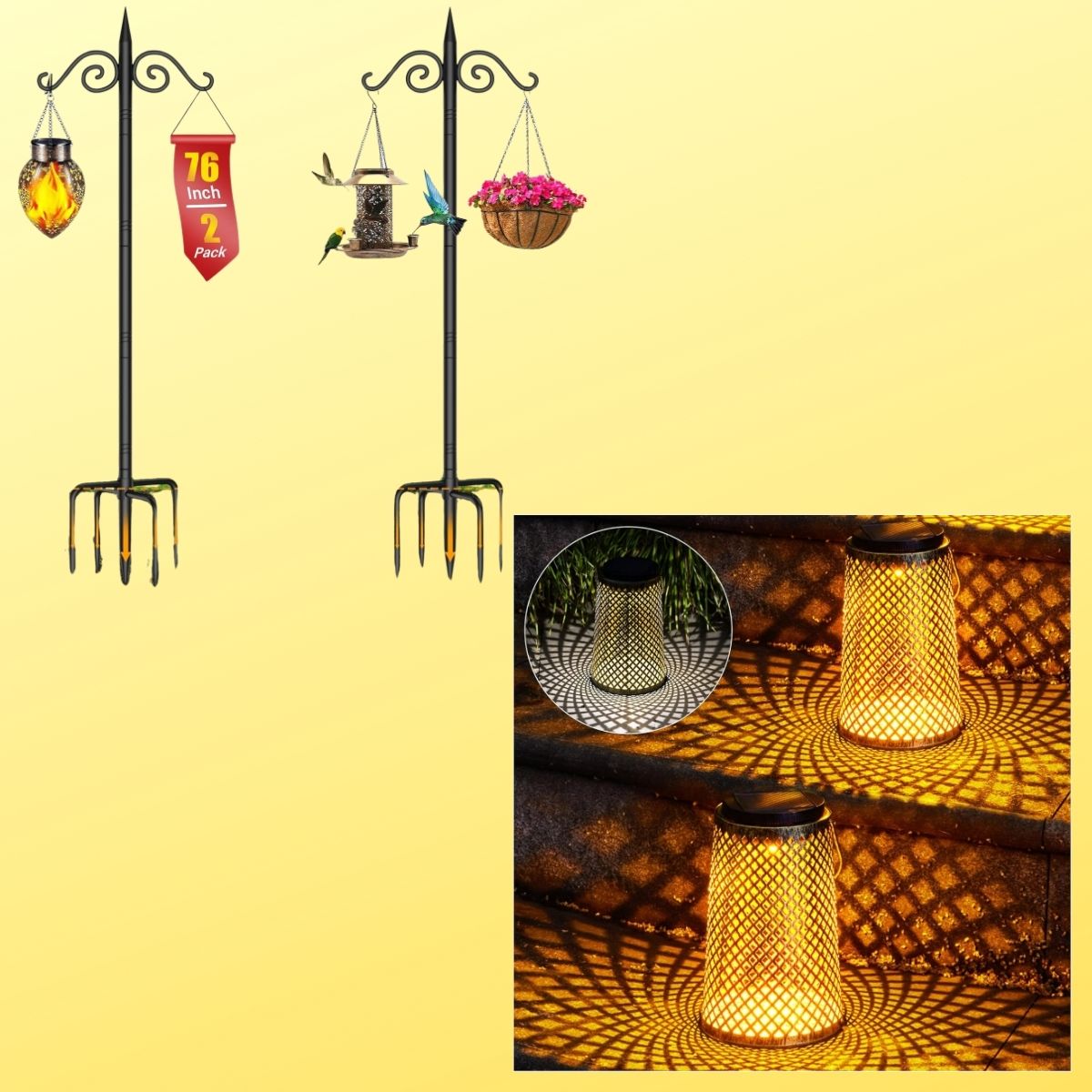 2 Pack Outdoor Double Shepherd Hooks 18+ 2 Pack Outdoor Waterproof