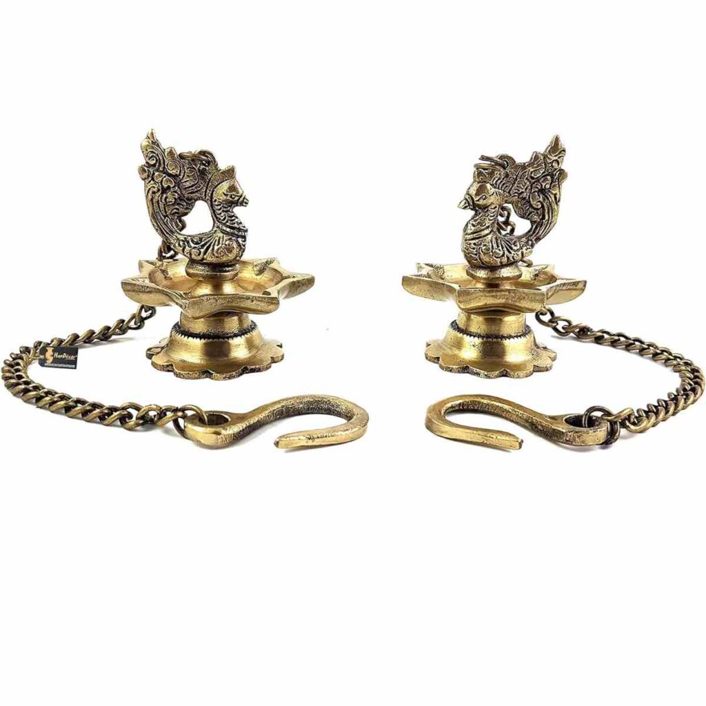 Hanging Diya For 34+ Set of 2 Brass Lamp for 11+ Smart Savers