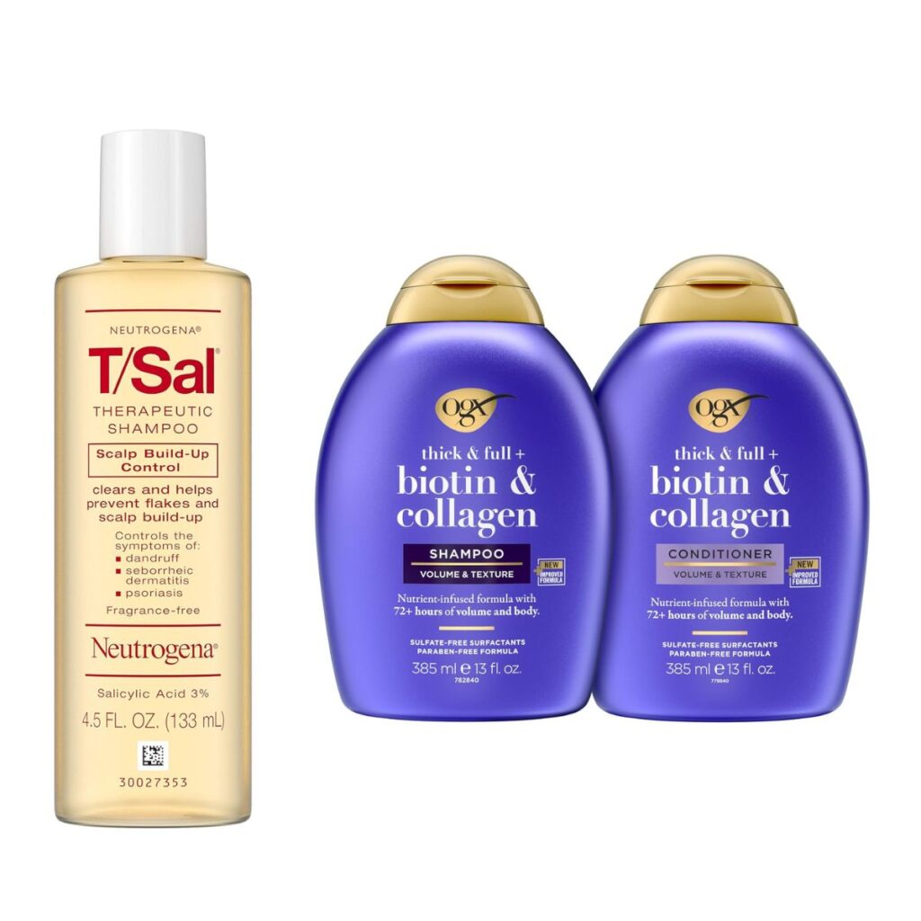 Neutrogena T/Sal Shampoo for 5+ OGX Biotin Shampoo + Conditioner for
