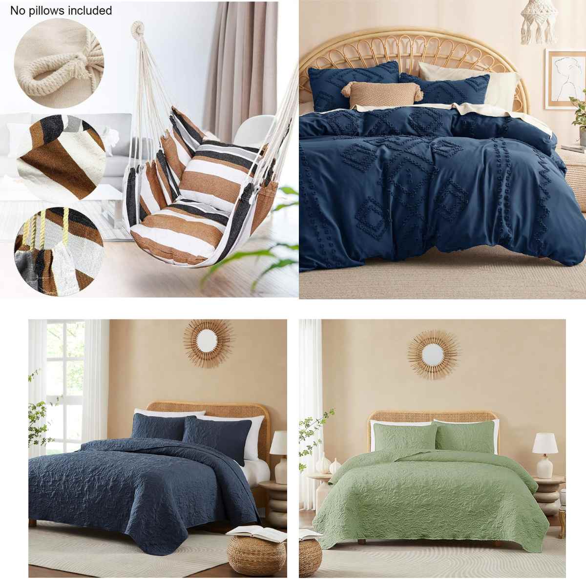 Hammock Chair, 10+ 3Piece Duvet Cover Set, 15+ 3Piece Quilt Set