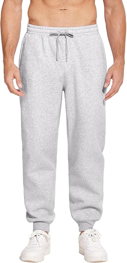 PINSPARK Men's Sweatpants Joggers with Zipper Pockets Fleece Lined Jogger Pants Mens Sweat Pants Gym Workout Jogging Sweats