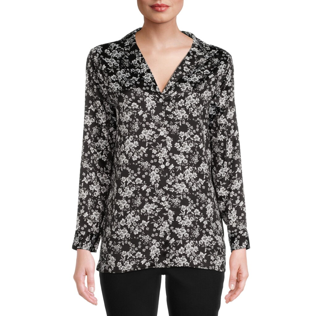 Nine.Eight Women's Long Sleeve Button Down Blouse