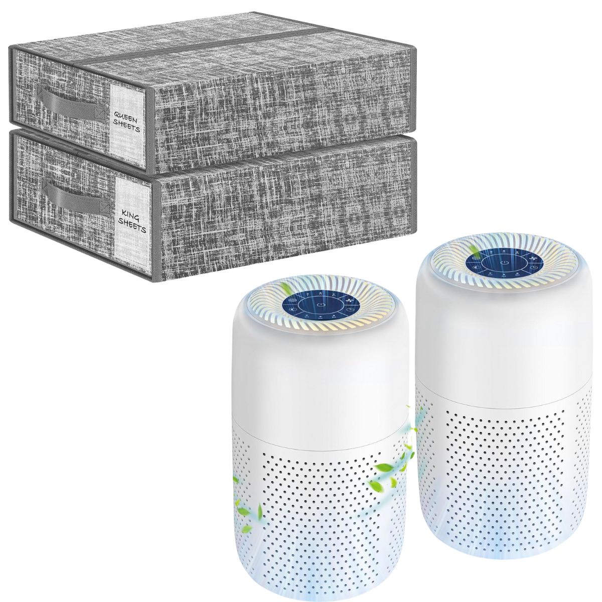 Bed Sheet Organizers and Storage 2Pack 7+ 2 Pack HEPA Air Purifier