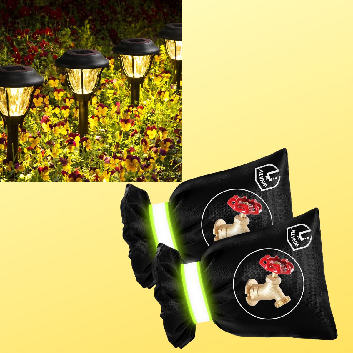 Outdoor Faucet Cover for Winter Freeze Protection 4+ 2 Pack LED