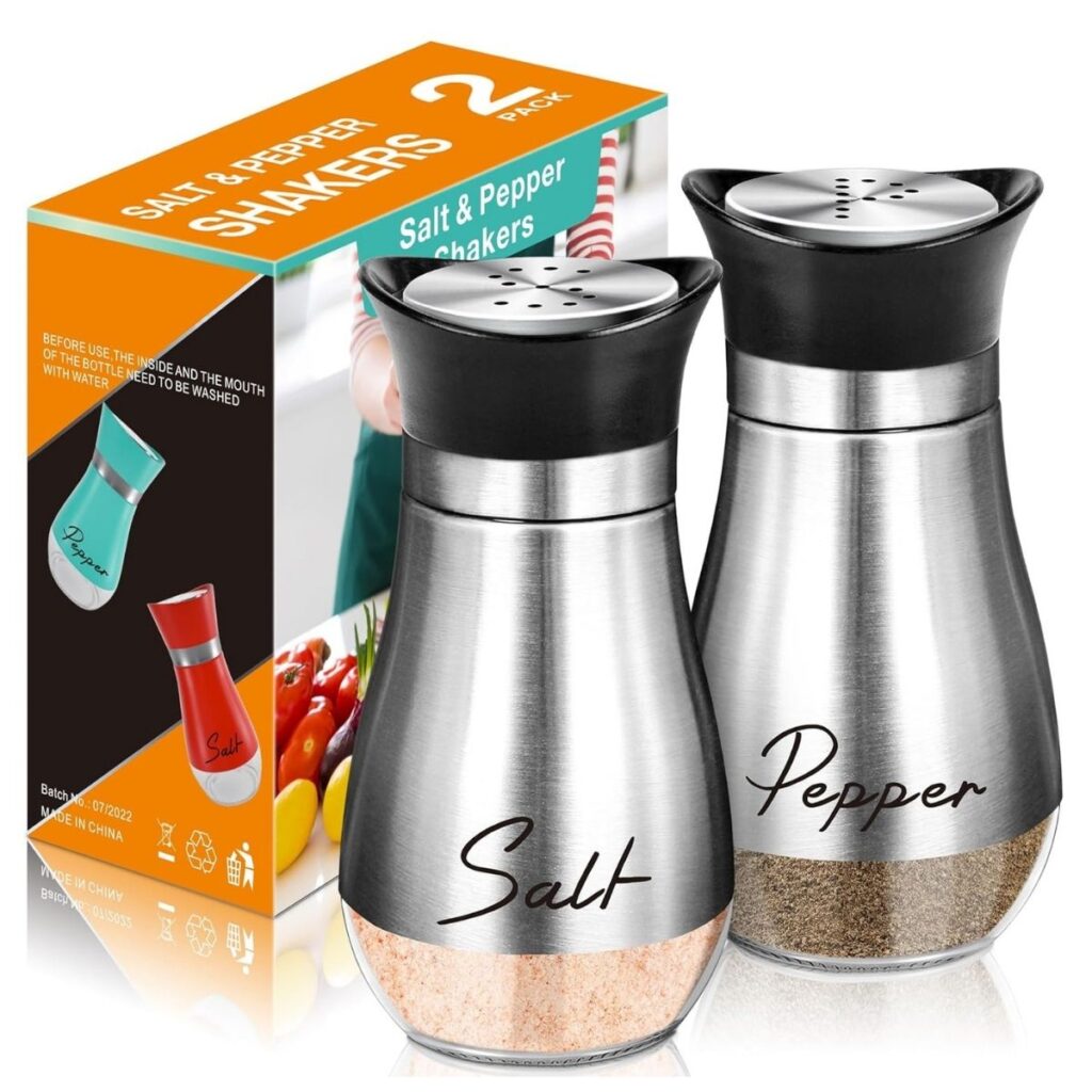 Salt and Pepper Shakers Set 7+ 2 Pack Spice Rack for