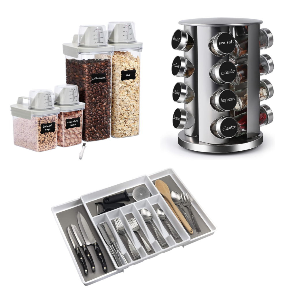 Revolving SS Spice Rack 21+ 4pack Storage Containers 18