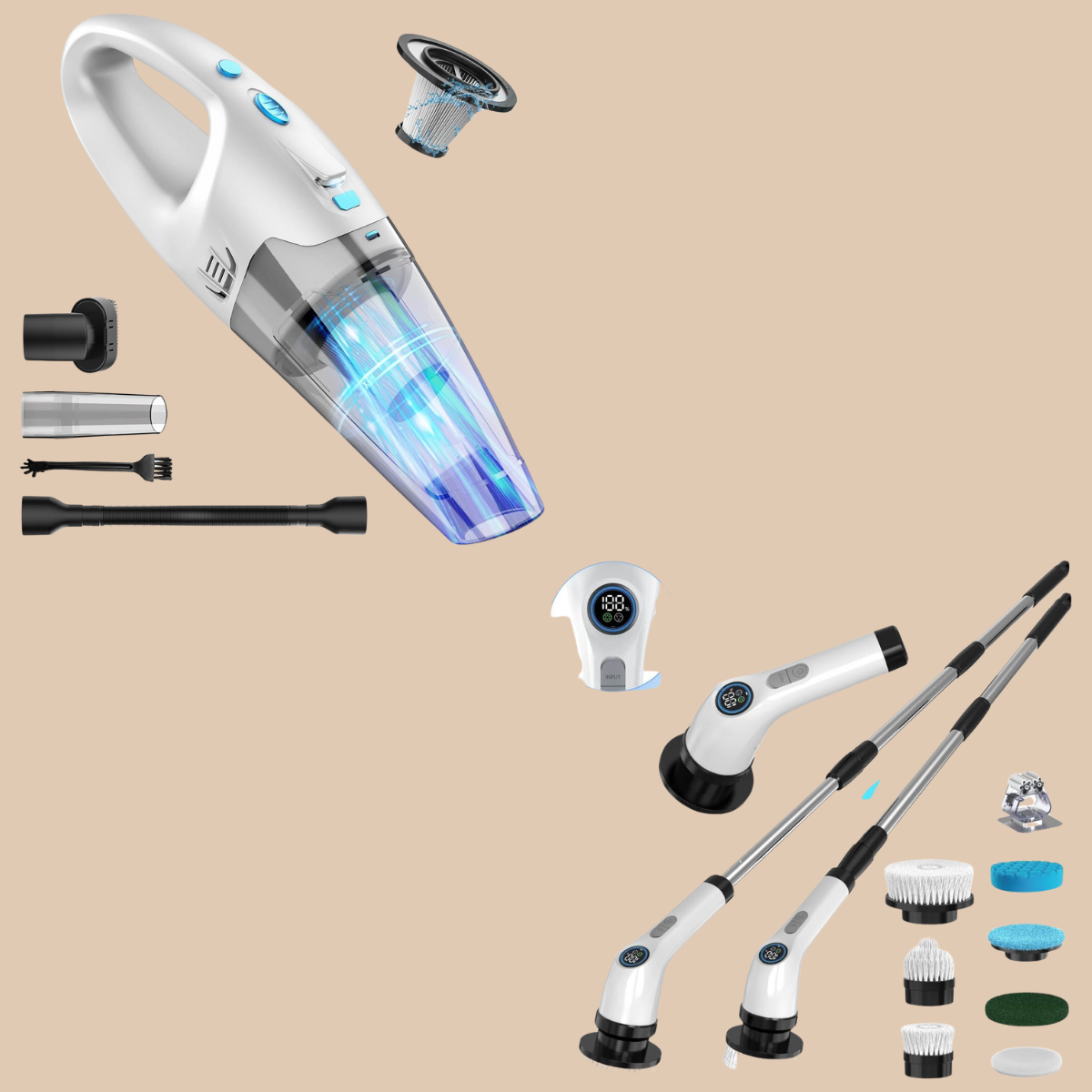 Cordless Handheld Vacuum 20+ Electric Spin Scrubber 14+ Smart Savers