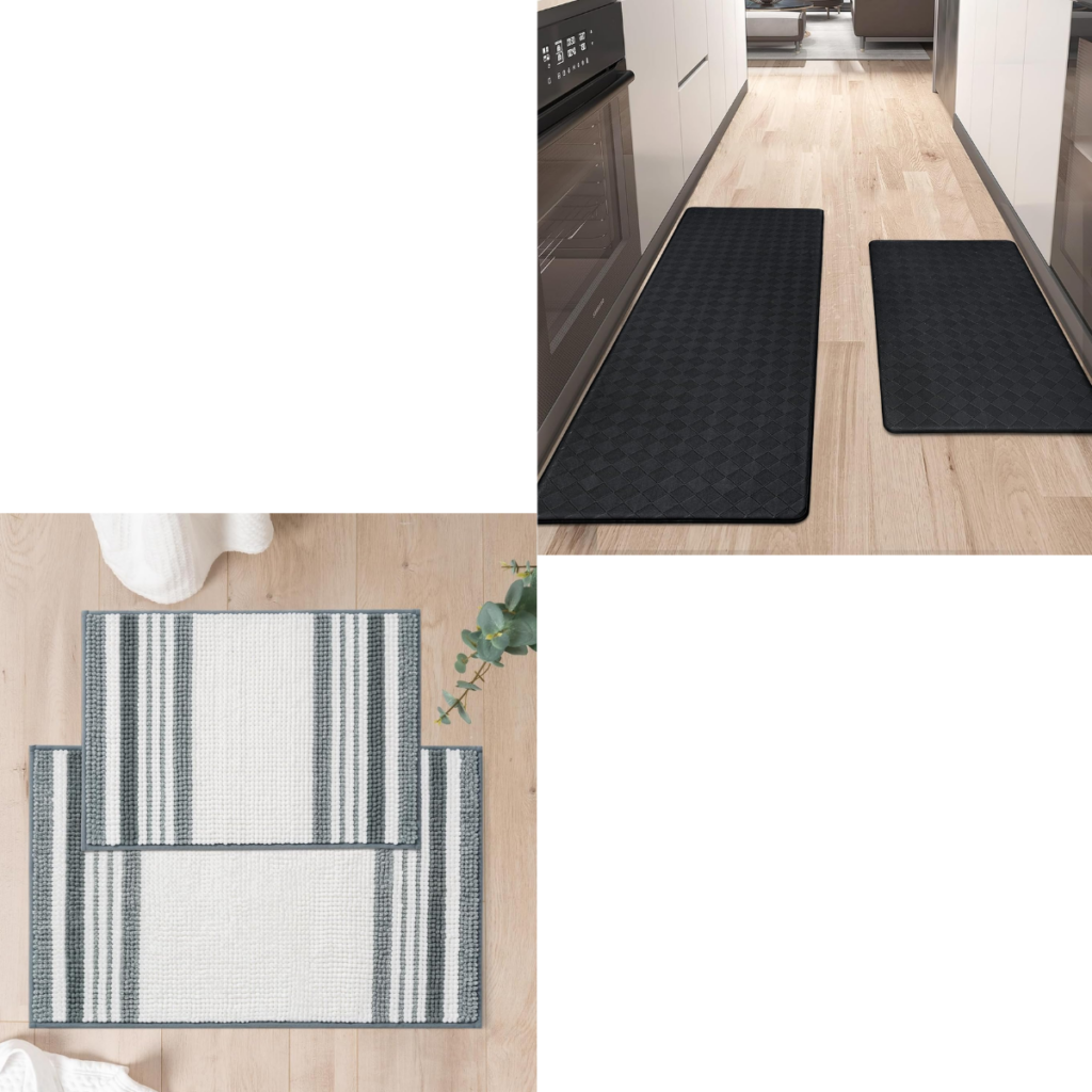 Set of 2 AntiFatigue Kitchen Mats 11+ Set of 2 Bathroom Rugs 9
