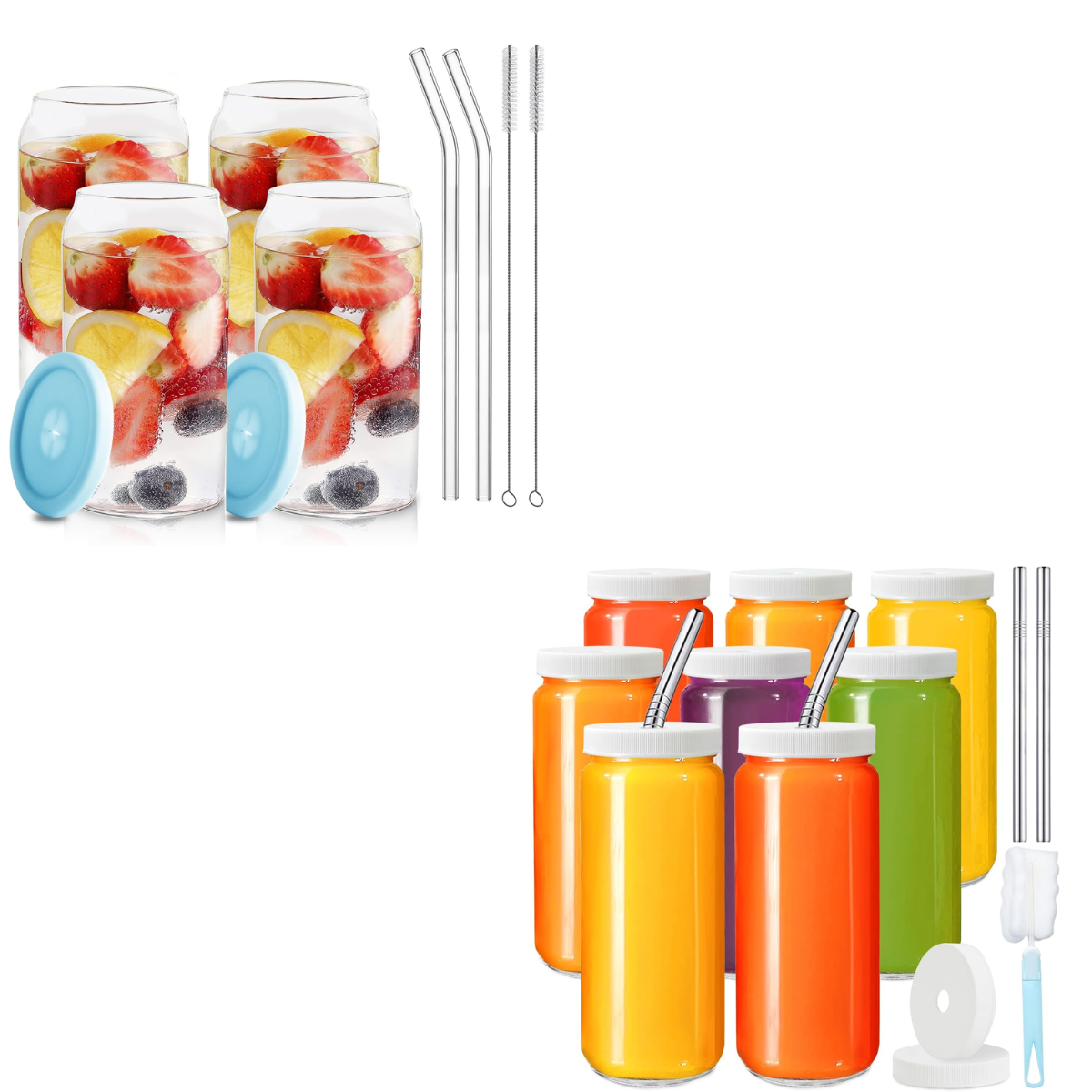 4/8pack Glass bottles with straw lids for just 49+ Smart Savers