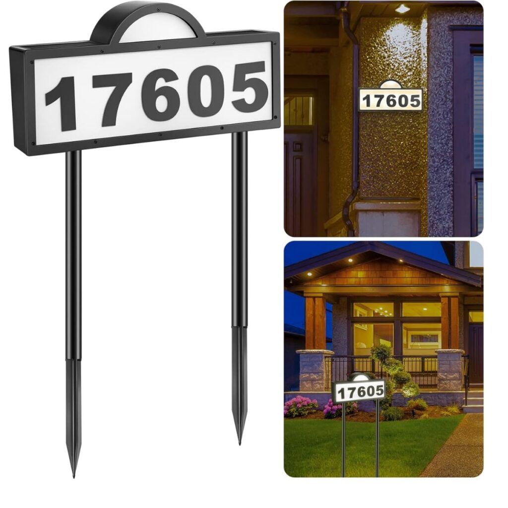 2 Pack Car Snow Scraper and Brush 9+ Solar LED House Numbers Sign