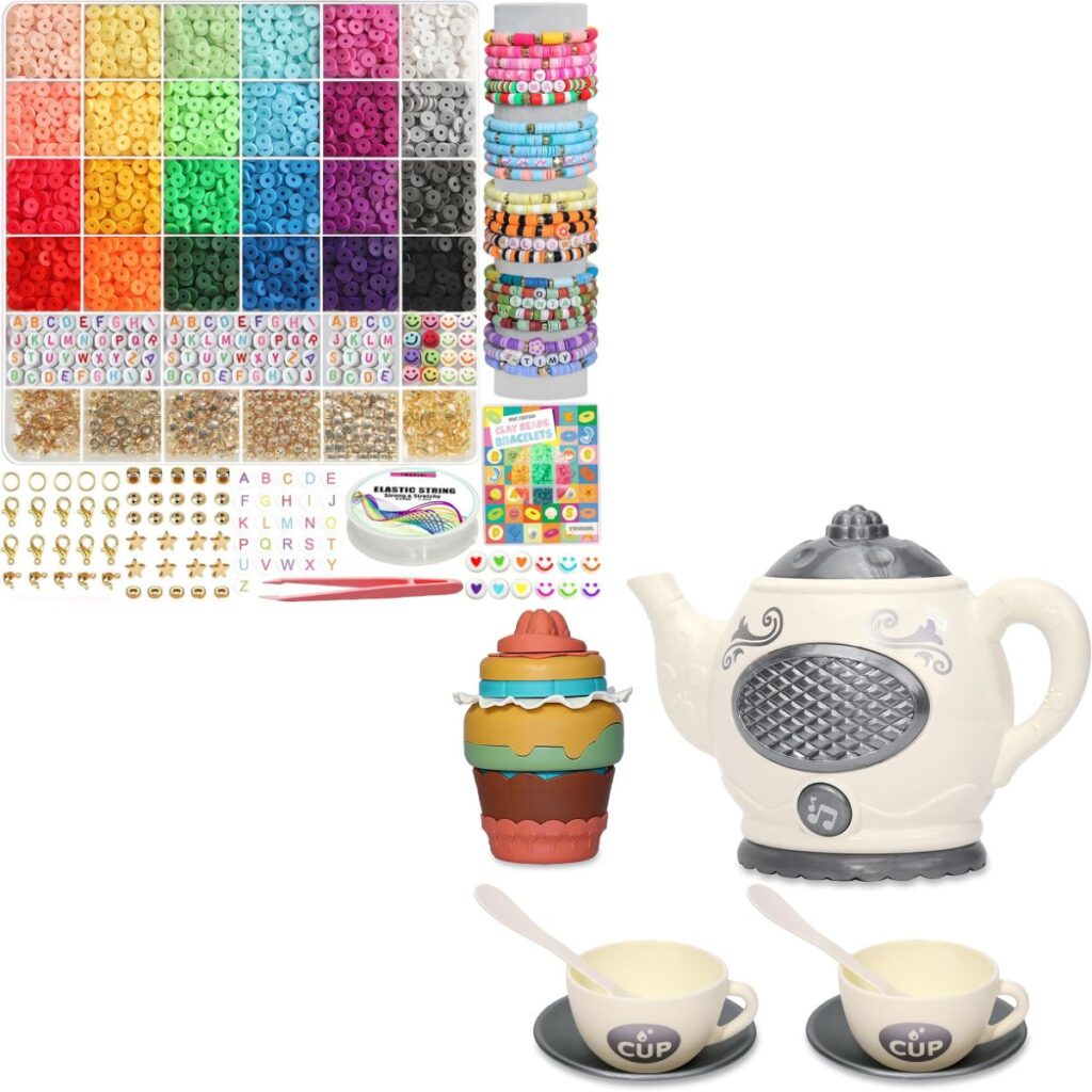 6000 Pcs Clay Beads Bracelet Making Kit 5+ Kids Picnic Toy Set with