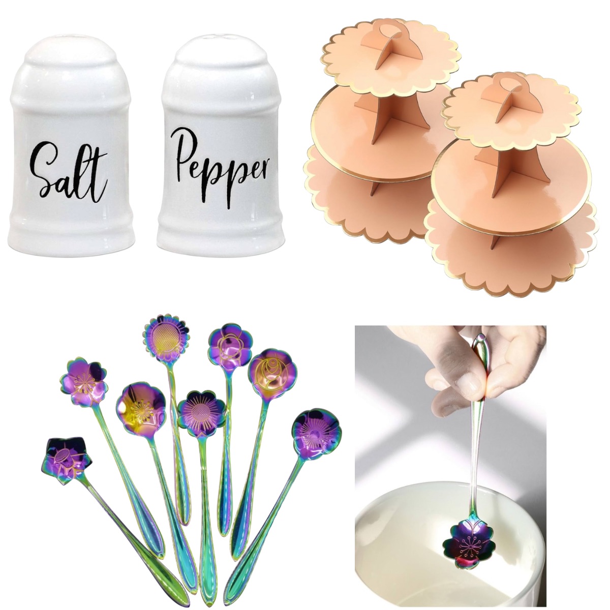 Salt and Pepper Shaker set, 5+ 8Piece Spoon Set, 6+ 2Pack