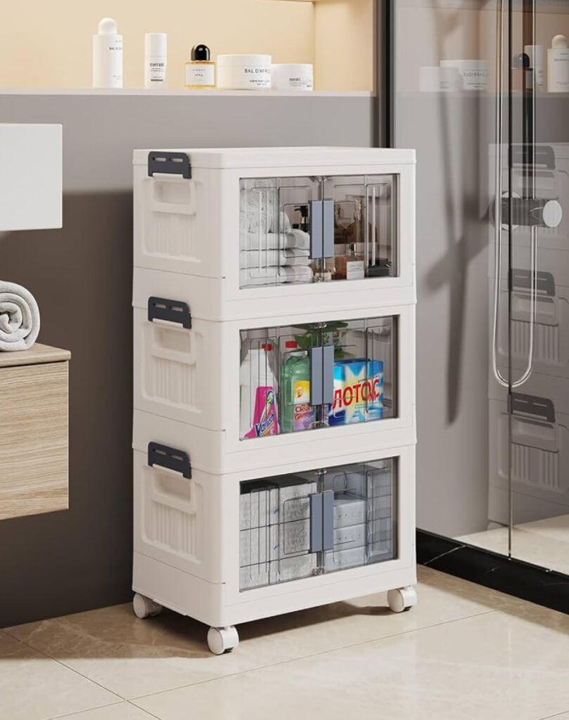3Tier Storage Bins with Wheels, 19+ Smart Savers