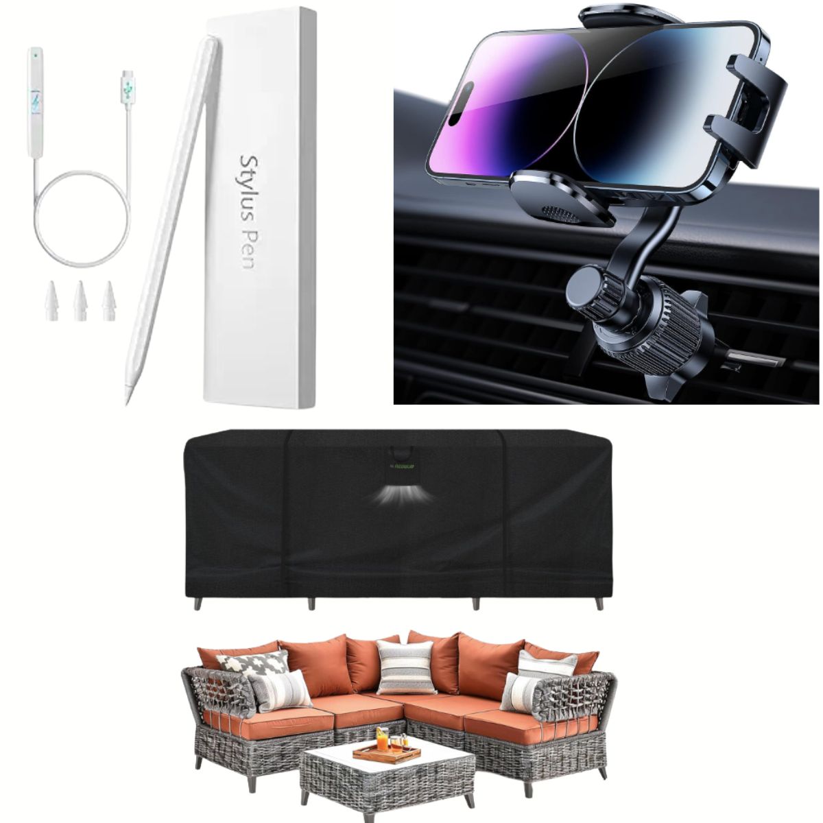 Car vent phone mount 4+iPad stylus w/ charging 9+Outdoor