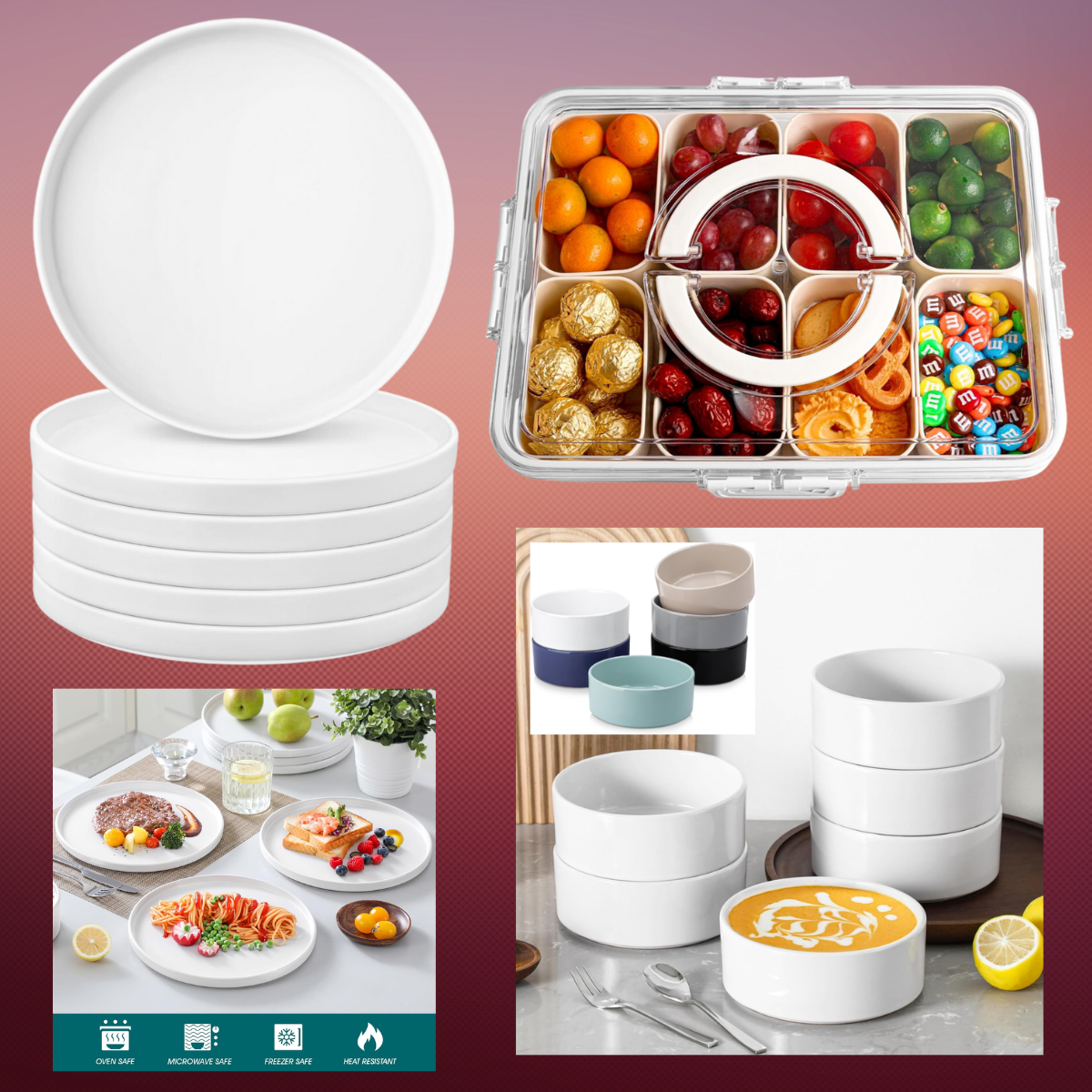 Snackle Box for 6+ 6piece Dinner Plates & Bowls from 12+ Smart