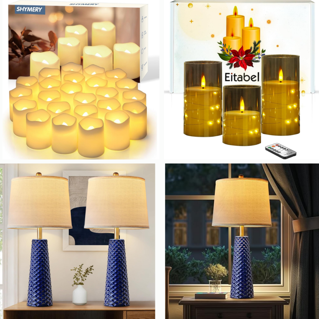 24pack Flameless Candles for 11 Set of 2 Bedside Lamp for 34