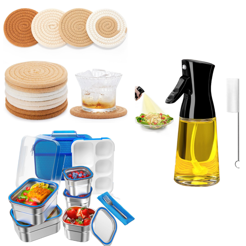 Stainless Steel Bento Lunch Box for 15+ 8pack Coasters for 4