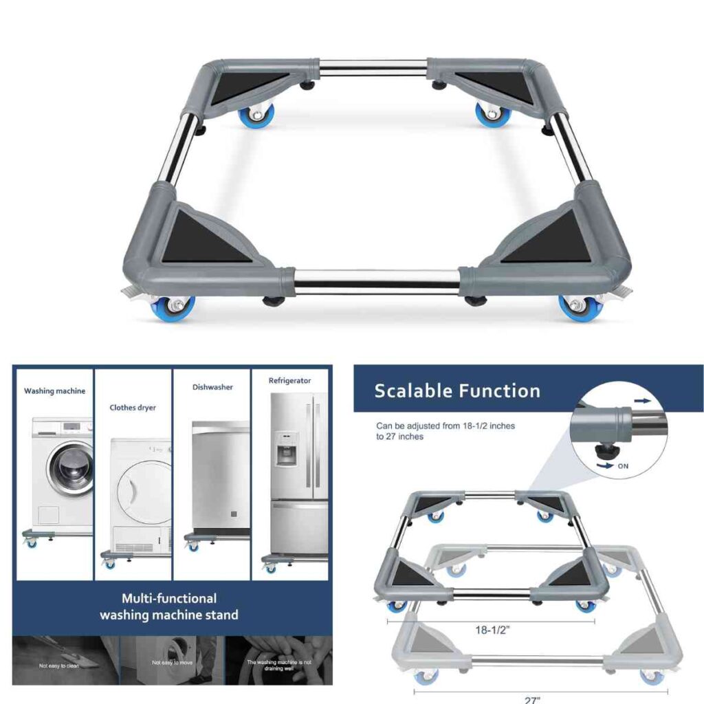 Adjustable Refrigerator Washing Machine Stand Moving Cart 13+ Smart