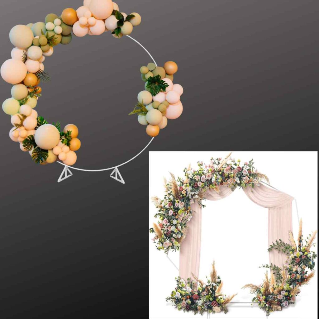 6.6FT Metal Circle Balloon Arch Kit 17+ 7.4ft Heptagonal Stand 14