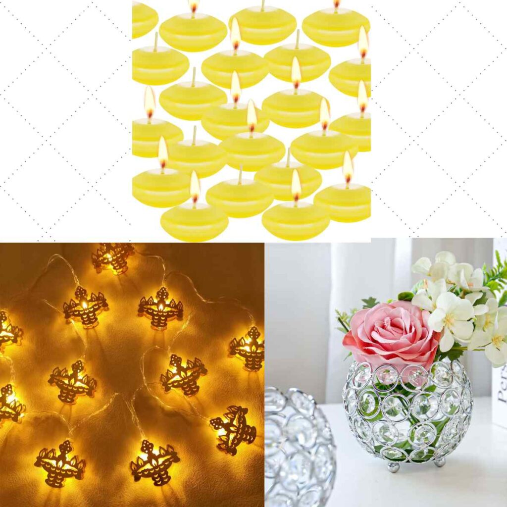20 Pcs Floating Candles 6+ crystal tea Light candle holder 6+ 9.8ft