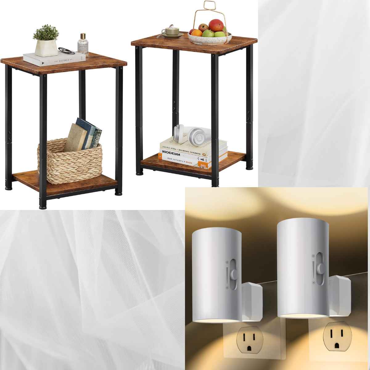 2pk Led Night Lights 8+ End Table Set of 2 20+ Smart Savers