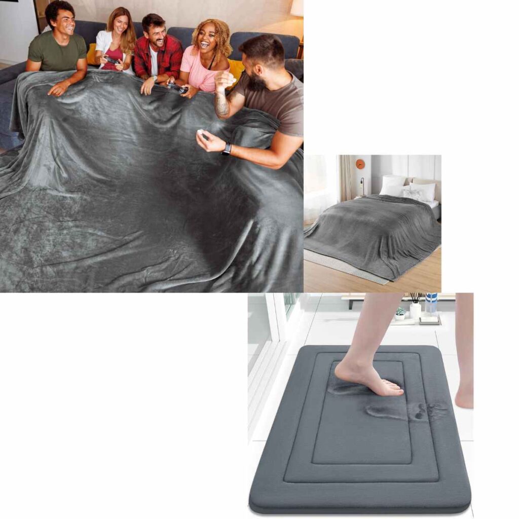 Oversized King Fleece Blanket 22+ Memory Foam Bathroom Rug Mat 4