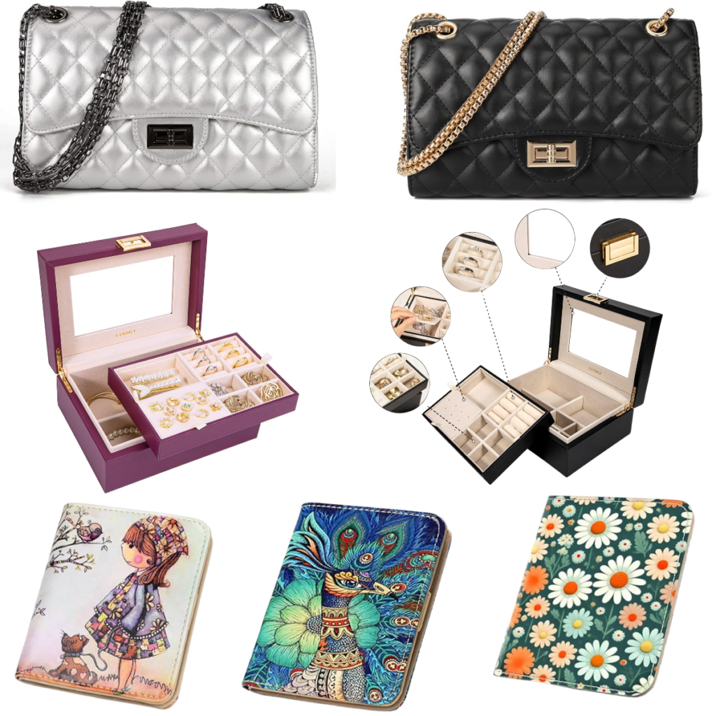 Quilted Crossbody Bag 11+ Slim Wallet 5+ Jewelry Org. 11