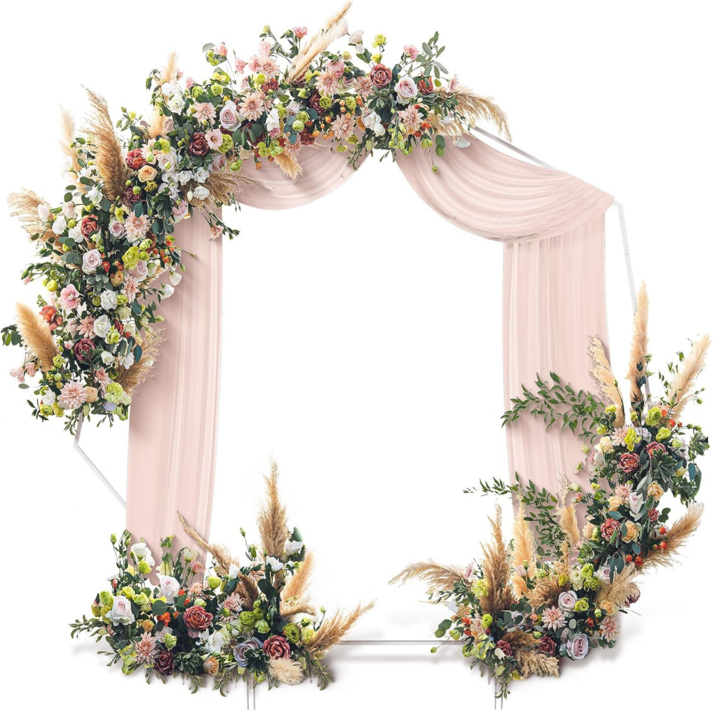 6.6FT Metal Circle Balloon Arch Kit 17+ 7.4ft Heptagonal Stand 14